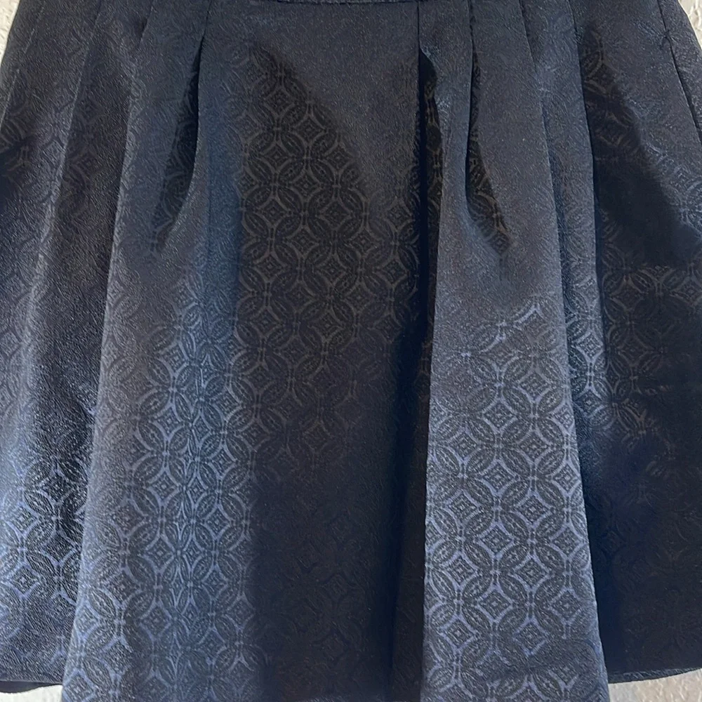 BANANA REPUBLIC Pleated Skirt Lined With Pockets A-line Navy/Black Size 10 NEW
